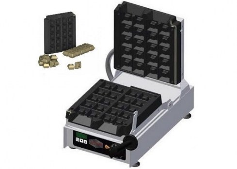 Βαφλιέρα μονή ηλεκτρική τετράγωνη για βαφλομπουκίτσες 2*10τεμ 4x4x3cm, ισχύς 1,6KW / 220V Helios Newmarker